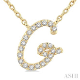1/10 ctw Initial 'G' Round cut Diamond Pendant With Chain in 14K Yellow Gold